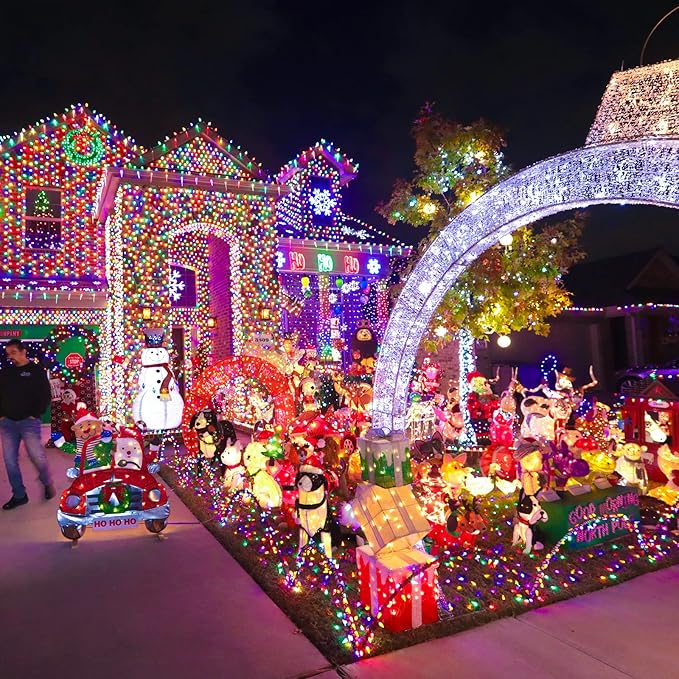 JMEXSUSS 250 LED White and Multicolor Christmas String Lights Indoor Outdoor Waterproof for Garden Patio Party Halloween Christmas Decorations