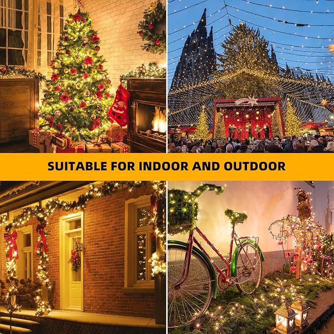 XTF2015 336ft 1000 LED Christmas Long String Lights, 8 Lighting Modes Waterproof Christmas Tree Lights Outdoor Indoor Fairy Light for Patio, Garden, Party, Wedding, Holiday Decorations (Warm White)