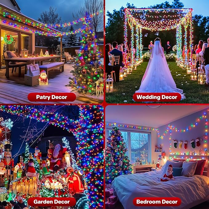264ft 800 LED Christmas Tree String Lights Outdoor Fairy Lights Plug in, Expandable Green Wire Clear Bulbs Mini Lights 8 Modes, Xmas Wedding Party Decoration (Multicolor)