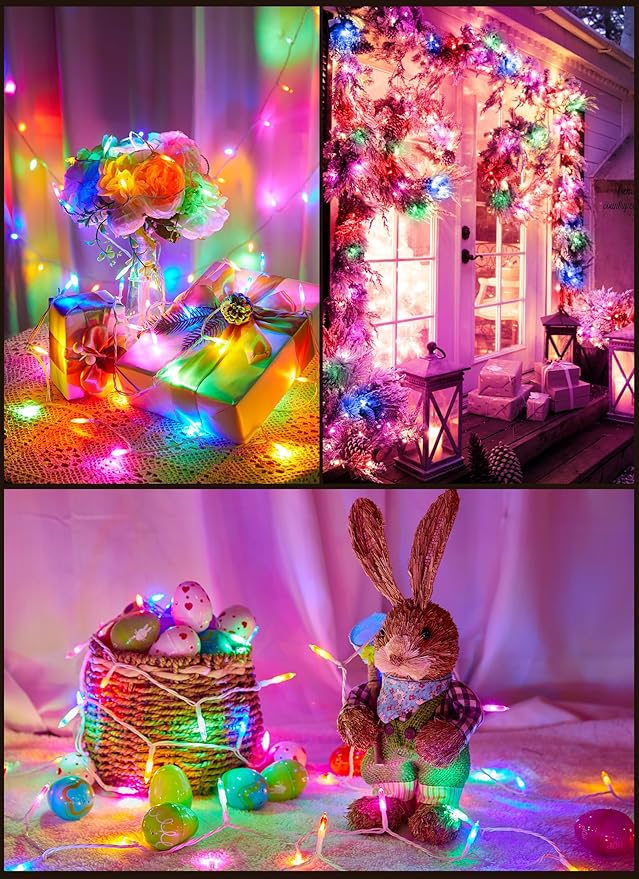 String Lights USB Operated, 39 FT 100 LED Mini Light with Remote and Timer, 8 Modes Twinkle Lights Waterproof for Xmas Outdoor Indoor Holiday Party Garden Decor, Pink & Multicolor