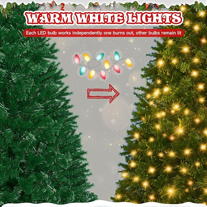 LEVELEVE Premium 6FT Artificial Holiday Christmas Tree w/800 Branch Tips,250 LED Lights for Home,Office,Party Decoration