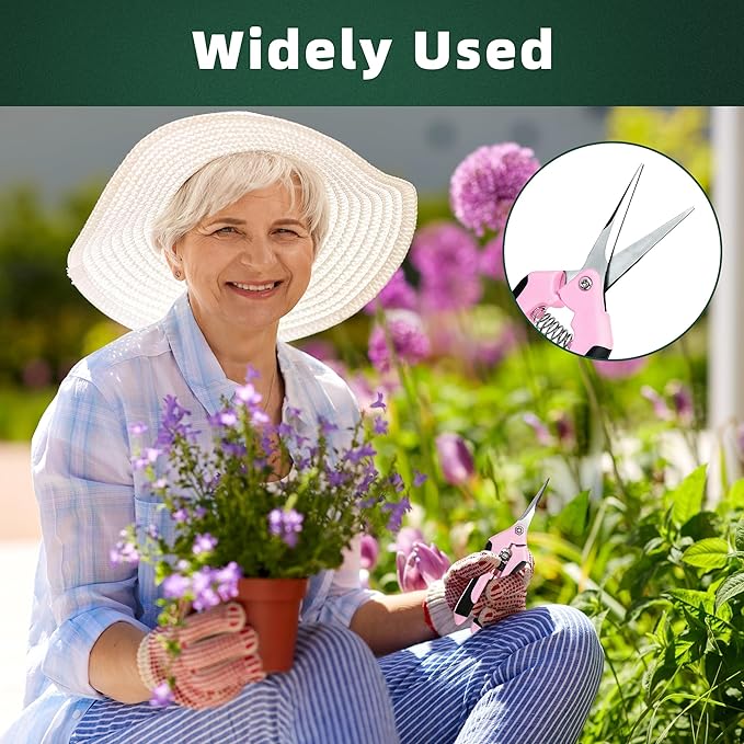 3 Pack Garden Pruning Shears, Stainless Steel Shears, Gardening Shears, Scissors, Garden Clippers, Pruning Snips, Pruning Shears for Gardening Tools (Pink)