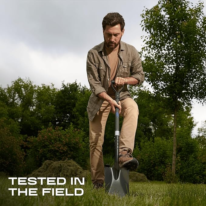 CKG Flat Shovel for Gardening with Carbon Fiber Handle, Heavy Duty Spade Shovel for Digging 43 Inch, Edging Tool for Landscaping and Trenching, Flat