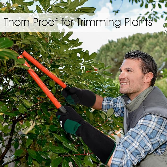 COOLJOB Thorn Proof Rose Pruning Garden Gloves for Men, Long Sleeve Padded Yard Work for Bush, Blackberry, Cactus, Heavy Duty/Puncture Resistant/Machine Washable, Xlarge, Green