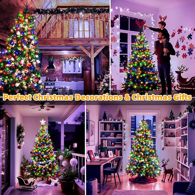 300 LED Christmas Tree Lights with Remote, 8 Lights Modes with Timer& Memory Function, Christmas Lights Waterproof for Outdoor Indoor Christmas Decor (Multicolor)