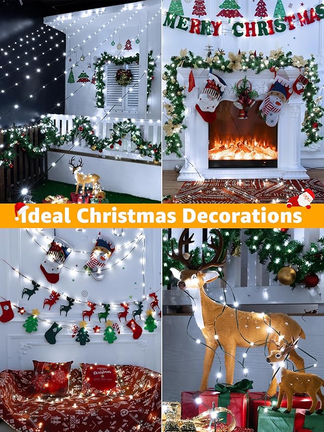 Christmas Lights 1200 LED 394 FT, Waterproof Outdoor String Lights with Remote and Timer, Christmas Tree Lights with 8 Modes Dimmable, Fairy Lights for Holiday Decor (Cool White)