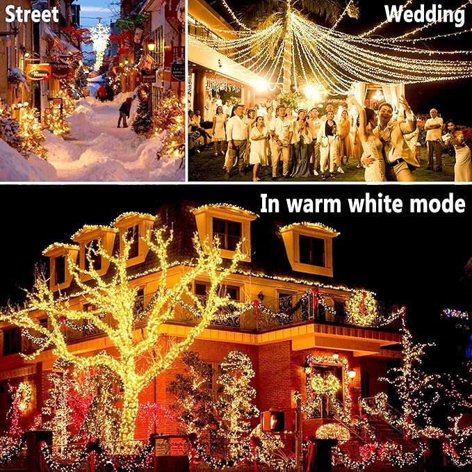 KNONEW 403FT 1000 LED Christmas Lights Color Changing Outdoor String Lights with 11 Modes & Timer Fairy Light Plug in Waterproof Fairy Lights for Xmas Yard Tree Wedding Party(Warm White to Multicolor)