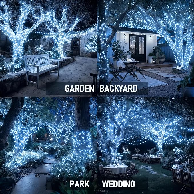 TW SHINE Christmas Lights, 600 LED 196FT Christmas String Lights Plug-in with 8 Modes Timer and Remote, Waterproof Outdoor Decorations for Bedroom Wedding Party Yard Tree Decor, White