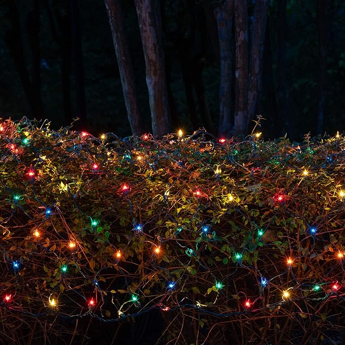 Kringle Traditions Multicolor Christmas Net Lights for Outdoor Christmas Decorations, 150 Incandescent Lights on Green Wire, 4 x 6 ft for Bushes, Hedges & Shrubs