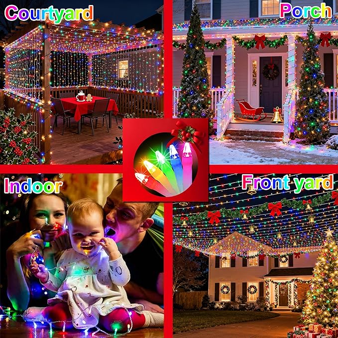 1500LED Christmas Lights Outdoor Use, 470ft 12 Modes Multicolor LED String Lights with Timer Dimmable, Waterproof Christmas Tree Lights for Halloween Xmas Patio Balcony Garden Decor Multicolor