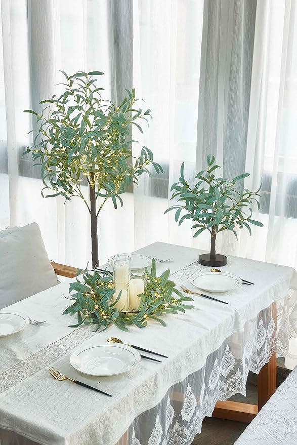 LITBLOOM Lighted Olive Tree 4FT 160 Fairy Lights, Faux Plant Tree with Lights for Indoor Outdoor Home Wedding Party Room Decoration