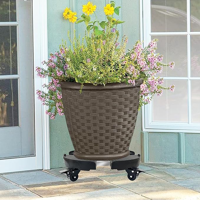 CASIMR Plant Stand with Wheels, 2 Pack Adjustable 15-20" Heavy Duty Plant Caddy with Casters, Indoor Outdoor Large Potted Planter Cart Dolly, Rolling Plant Stand for Flower Pot, 440lb Capacity