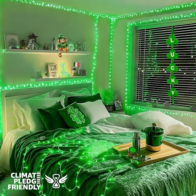 33FT 100 LEDs String Lights Waterproof Fairy Lights 8 Modes with Memory 30V UL Certified Power Supply for Home, Garden, Wedding, Party, Christmas Decoration Indoor Outdoor (Green)