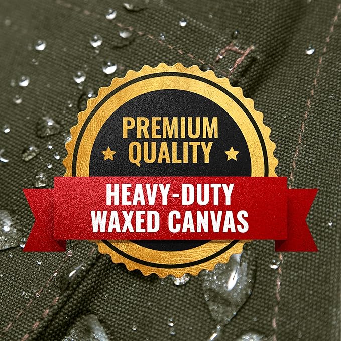 Under NY Sky Tool Forest Green Apron – Heavy-Duty Waxed Canvas, Leather Reinforcement, Extra Pockets – Adjustable for Men and Women – Pro Mechanic, Woodworker, Blacksmith, Plumber, Electrician Aprons