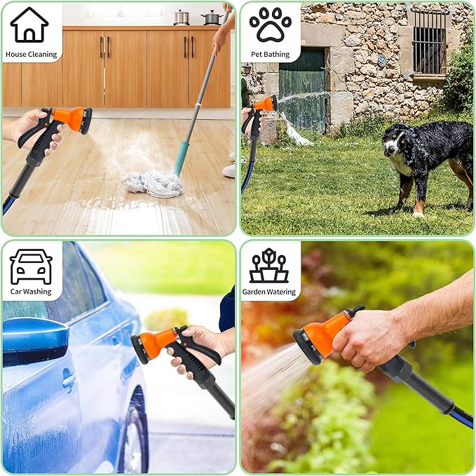 50 FT Garden Hose, Flexible No Kink Heavy Duty Garden Water Hose Flex Copper Bullet Collapsible Washer Rubber Hose 5/8" Soft Lightweight Outdoor Waterhose Manguera Para Jardin