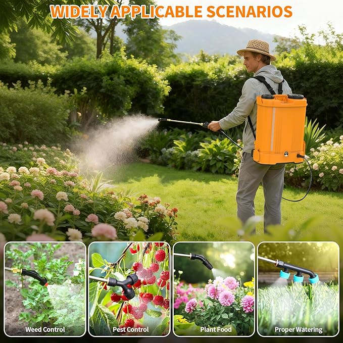 Battery Powered Backpack Sprayer 5 Gallon,90 PSI Electric Garden Sprayer with 8 Nozzles & Telescoping Wand,Weed Yard Sprayer Compatible with Dewalt 21V 2.6Ah Battery (Battery not Included)