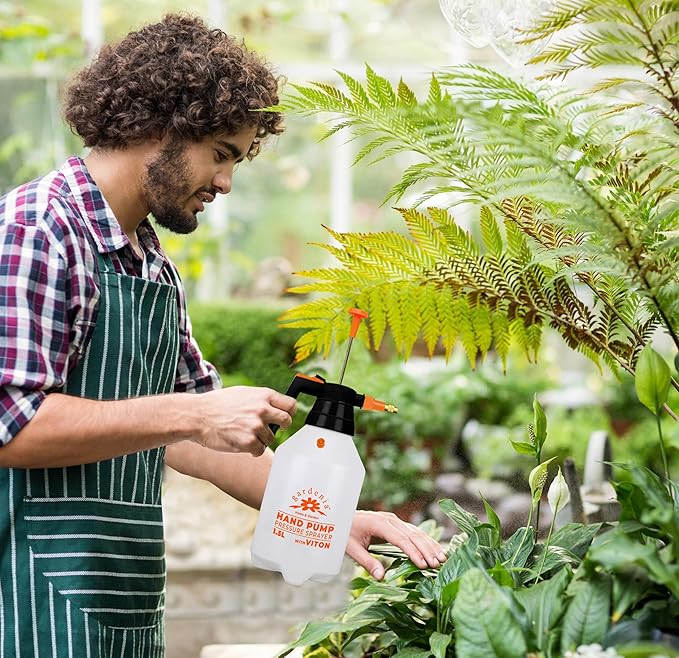 Handheld Pumping Sprayer Viton Seals Sprayers in Lawn and Garden, Spray Bottles for Cleaning Chemical Sprayer Continuous Spray Bottle for Plants 1.5L Plus (0.4 Gal/51oz)