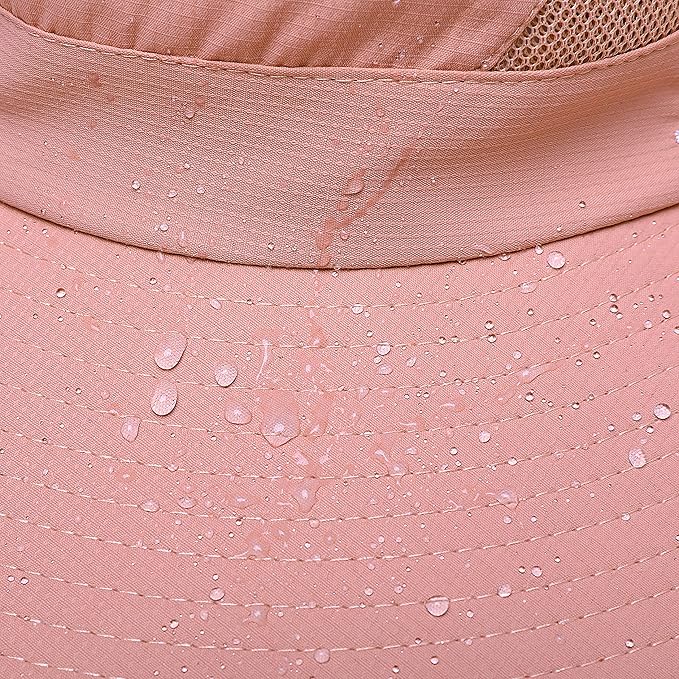 Womens Summer Sun Hat Beach Hat Wide Brim Outdoor UV Protection Hat Foldable Cool Mesh Ponytail Bucket Hat