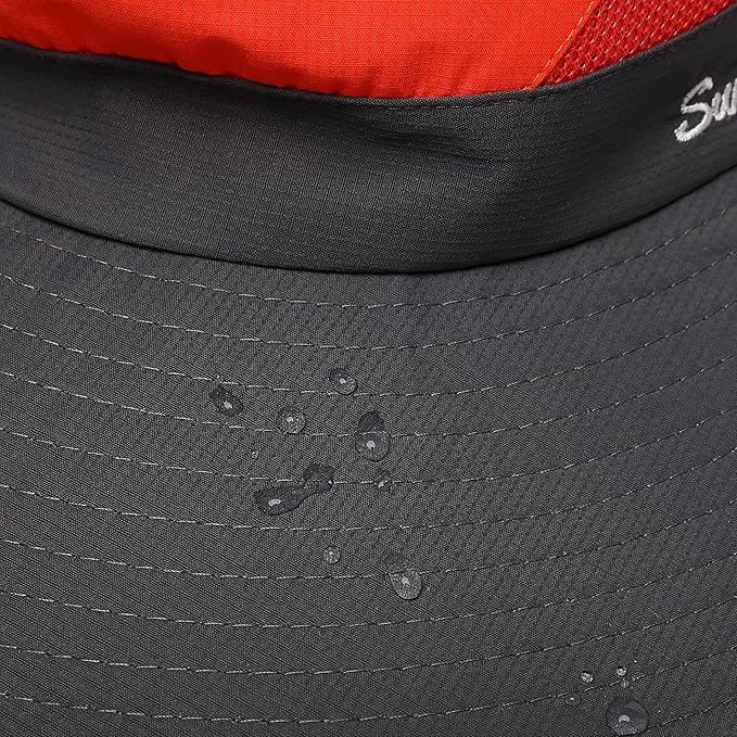 Womens Summer Sun Hat Beach Hat Wide Brim Outdoor UV Protection Hat Foldable Cool Mesh Ponytail Bucket Hat