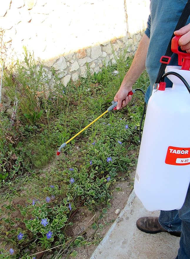 TABOR TOOLS 2.0 Gallon Lawn and Garden Pump Pressure with Pressure Relief Valve, Adjustable Shoulder Strap, and Adjustable Wand Nozzle (2.0 Gallon, Yellow Wand). N80A.