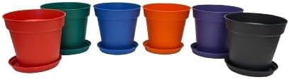 Mintra Home Garden Pots - Flowers, Herbs, Plants, Indoor, Outdoor, Colorful, Wholesale, Bulk (Assorted 6pk, 19cm Diameter (7.5in))
