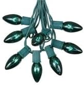 C9 Green Christmas Lights Set - Indoor/Outdoor Christmas Light String - Christmas Tree Lights - Hanging Christmas Lights - Roofline Light String - Outdoor Patio String Lights - Green Wire - 25 Foot