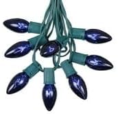 C9 Blue Outdoor Christmas Light Set - 25ft Hanging Roofline String Lights - Green Wire