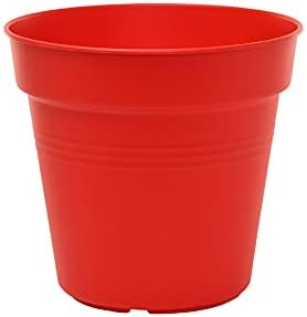 Mintra Home Garden Pots 4pk - Flowers, Herbs, Plants, Indoor, Outdoor, Colorful, Wholesale, Bulk (Red, 15cm Diameter (5.9in))