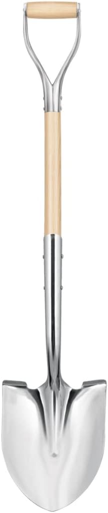Truper 33127 Polished Chrome Ceremonial Shovel - High Carbon Steel Blade with Steel D American Ash Handle, Extended Socket, 14 Gauge Blade, 27-Inch