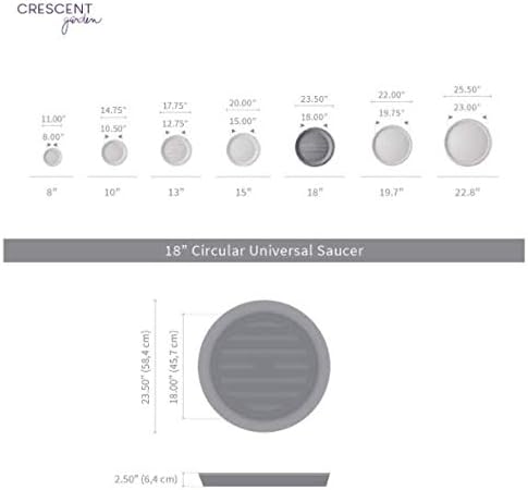 Crescent Garden Universal Round Planter Saucer, Durable Drainage Dish for Plant Pots, Heavy-Duty Plant Dishes Saucer, Indoor & Outdoor Plant Trays - Slate (18.5 inch Inner, 23.5 inch Outer Diameter)