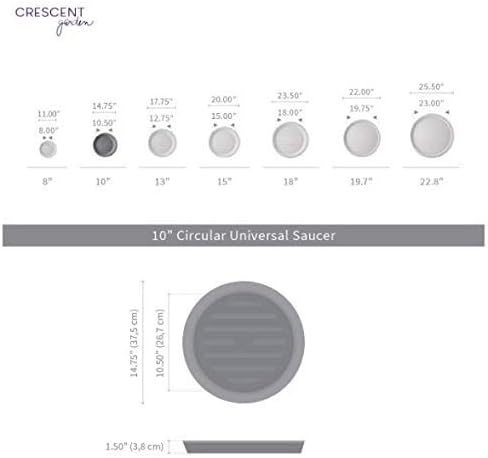 Crescent Garden Universal Round Planter Saucer, Durable Drainage Dish for Plant Pots, Heavy-Duty Plant Dishes Saucer, Indoor & Outdoor Plant Trays - Cloud White (11 inch Inner, 15 inch Outer)