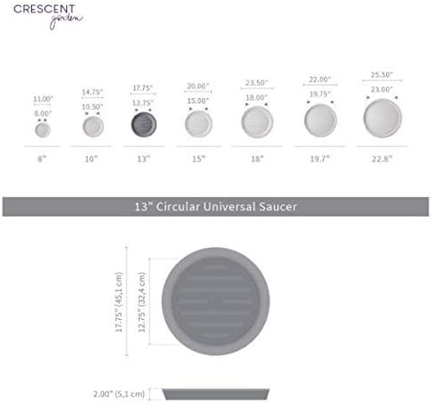 Crescent Garden Universal Round Planter Saucer, Durable Drainage Dish for Plant Pots, Heavy-Duty Plant Dishes Saucer, Indoor & Outdoor Plant Trays - Old Bronze (13 inch Inner, 18 inch Outer Diameter)