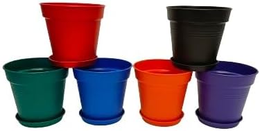 Mintra Home Garden Pots - Flowers, Herbs, Plants, Indoor, Outdoor, Colorful, Wholesale, Bulk (Assorted 6pk, 13cm Diameter (5in))