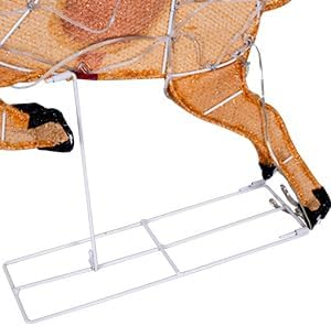 Hykolity 2.5D Santa Sleigh Ride Iron Outdoor Christmas Decoration, 170 Warm White LEDs with UL Transformer, Stained-Glass Fabric Figures Yard Decor