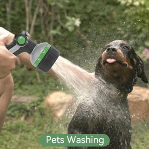 Garden Hose Nozzle Heavy Duty,Metal Water Hose Nozzle with 10 Adjustable Spray Patterns, High Pressure Hose Sprayer Nozzle Thumb Control On Off Valve for Lawn & Plant Watering, Car & Pet Washing