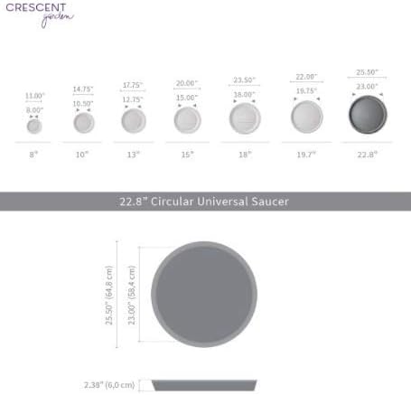 Crescent Garden Universal Round Planter Saucer, Heavy Duty Drainage Dish for Plant Pots, Large Plant Dishes Saucer, Indoor & Outdoor Plant Tray - Cloud White (23" Inner, 25.50" Outer Diameter)