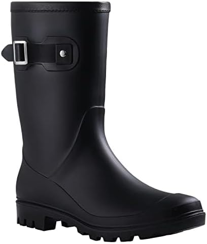 Evshine Women's Mid Calf Rain Boots Waterproof Garden Shoes