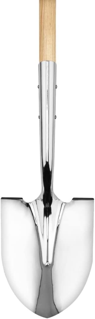 Truper 33127 Polished Chrome Ceremonial Shovel - High Carbon Steel Blade with Steel D American Ash Handle, Extended Socket, 14 Gauge Blade, 27-Inch