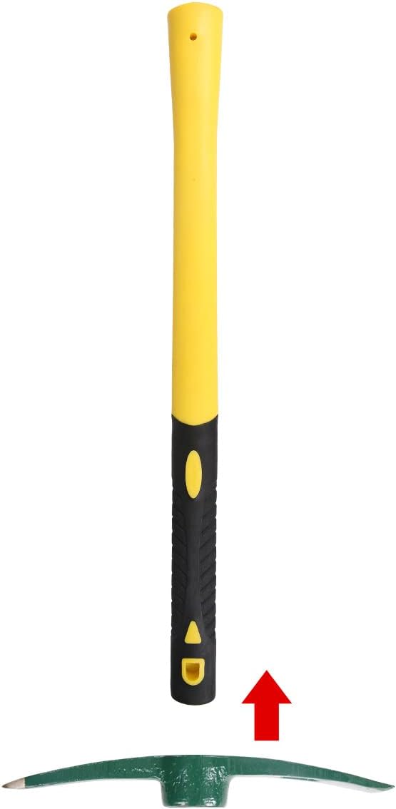 18 Inches Steel Forged Pickaxe, Sturdy Durable Mattock Hoe, Weeding Pick Axe with Lightweight Plastic Coated Fiberglass Handle Suitable for Digging, Weeding, Gardening, Camping