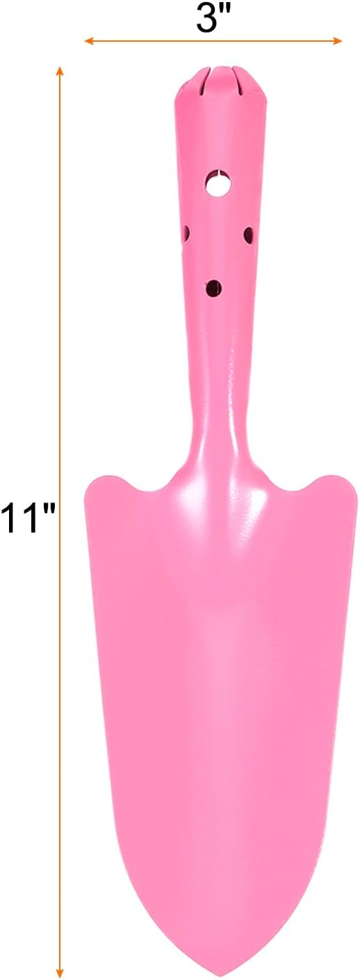 HARFINGTON 4pcs Mini Colorful Metal Hand Shovel 11" x 3" Digging Trowel Set Transplanting Garden Tools for Flower Soil Digging Planting Weeding Transplanting Garden, Pink