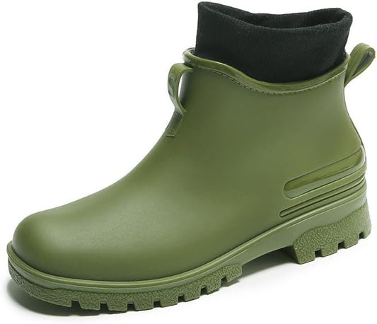 Women's Short Rain Boots Non-slip Wear-Resistant Short Boots Outdoor Work Garden Boots Fashionable Waterproof Ankle Rain Boots