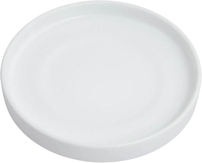 15 Inch Large Ceramic Saucer - Ceramic Drainage Tray for Plant Pot (Matte White)