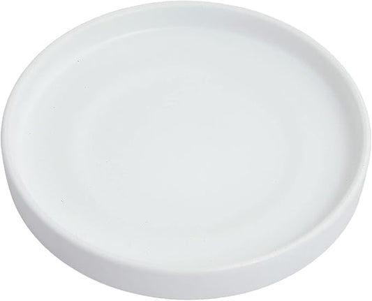 15 Inch Large Ceramic Saucer - Ceramic Drainage Tray for Plant Pot (Matte White)