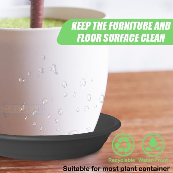 Plant Saucer 12 inch (10.4" at Base) Pack of 6, Thick Strong Durable Plastic Planter Water Catcher Trays for Pots Indoors Potted Flower Bottom Drainage Catch Tray Drip Dish Plate for Outdoor