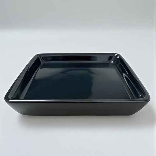 Square Plant Saucer 14 Inch 1 Pack，Plant Trays for Pots, Black Ceramic Plant Saucers for Indoors Outdoors, Plant Drip Tray 4 6 8 10 12 14 Inch