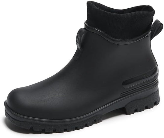 Women's Short Rain Boots Non-slip Wear-Resistant Short Boots Outdoor Work Garden Boots Fashionable Waterproof Ankle Rain Boots
