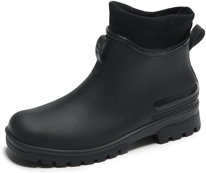 Women's Short Rain Boots Non-slip Wear-Resistant Short Boots Outdoor Work Garden Boots Fashionable Waterproof Ankle Rain Boots
