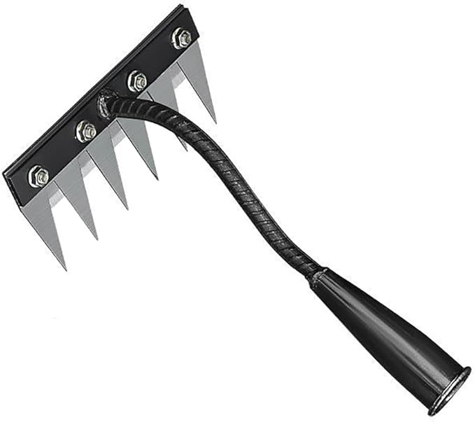 Gardening Hand Weeder Tool,Manual Weeder Tool with Detachable Blades, 4 Sizes High Carbon Steel Dual-Edge Design for Farm Garden Lawn Weed Removal, Soil Cultivation & Root Extraction (6 Tines)
