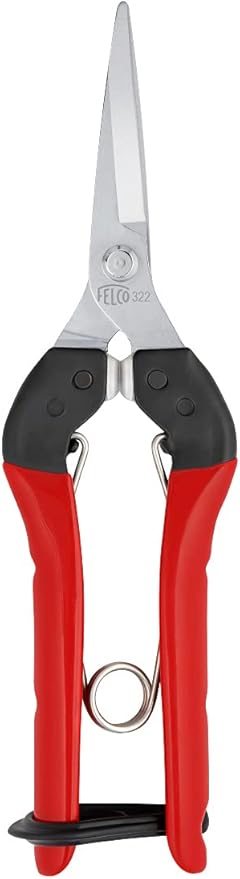 Felco F322 Pruning Snips – 9.84" Swiss-Made Garden Clippers with Curved Blade & Rounded Tip | Pruning Shears for Gardening | Garden Snips and Pruners with Carbon Steel Blade, Sap Groove