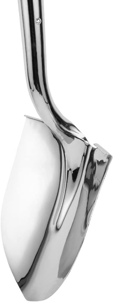 Truper 33127 Polished Chrome Ceremonial Shovel - High Carbon Steel Blade with Steel D American Ash Handle, Extended Socket, 14 Gauge Blade, 27-Inch